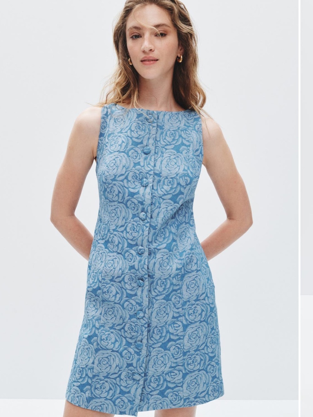 CeCe Denim Jacquard Boat Dress